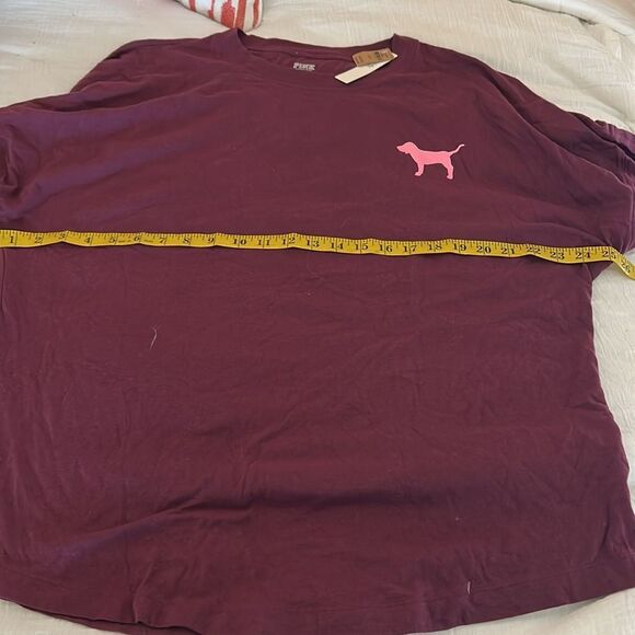 Victoria's Secret PINK Oversized
Dog Cotton T Shirt, Size Large, Maroon, NWT - Picture 9 of 11